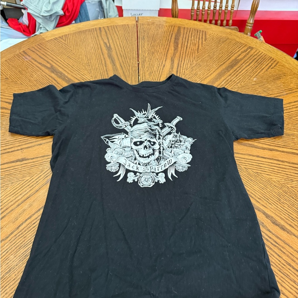 Disney Jack Sparrow Black Skull Graphic Men's Tee